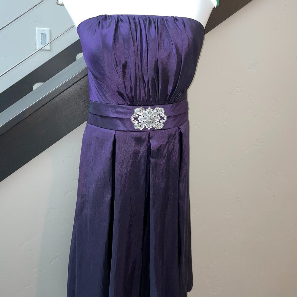 Purple Satin Dress Gown - Formal Prom Wedding Bridesmaid Event